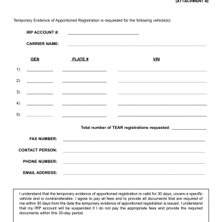 NYS DMV Form IRP-21. IRP Temporary Authority (TA) Request Form (Attachment B)