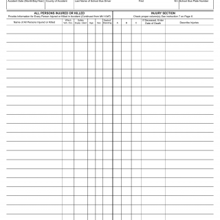 NYS DMV Form MV-104F.1. Accident Report for School Vehicles Transporting Pupils/Teacher/Supervisors (Continuation Sheet)