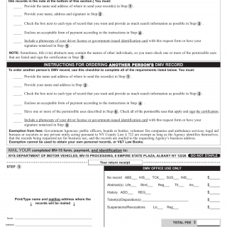 NYS DMV Form MV-15. Request for DMV Records