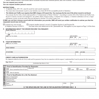 NYS DMV Form MV-15C. Request For Driving Record Information