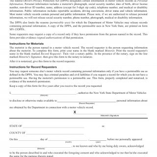 NYS DMV Form MV-15GC. General Consent for Release of Personal Information