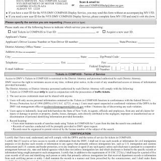 NYS DMV Form MV-15TKT. COMPASS Display Service Ticket View Application