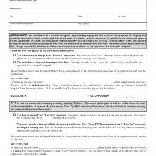 NYS DMV Form MV-197. Exempt Vehicle Certificate