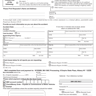 NYS DMV Form MV-198C. Request for Copy of an Accident Report