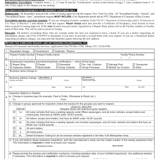 NYS DMV Form MV-253G. Request for Business Amendment / Duplicate Certificate