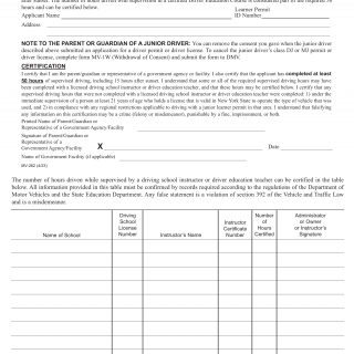 NYS DMV Form MV-262. Certification of Supervised Driving