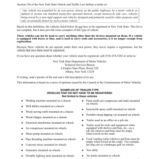 NYS DMV Form MV-274. Trailer-Type Vehicles Not Requiring Registration