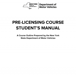 NYS DMV Form MV-277.1. Pre-licensing Course Student's Manual