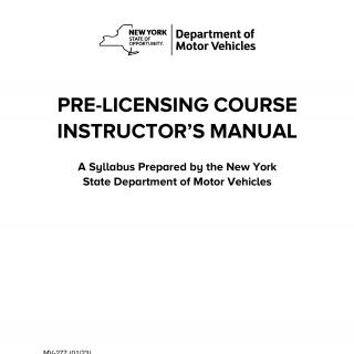 NYS DMV Form MV-277. Pre-licensing Course Instructor's Manual