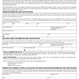 NYS DMV Form MV-35. Statement of Vehicle Owner Not Possessing a Valid Title