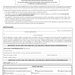 NYS DMV Form MV-45B. Statement Of Identity - For Applicants Who Can be Considered a Disenfranchised, Homeless Youth