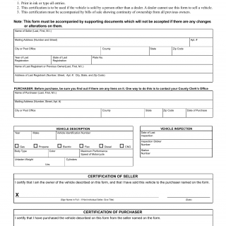 NYS DMV Form MV-51. Affidavit of Sale or Transfer