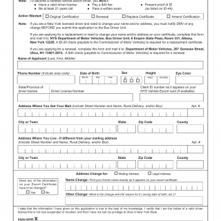 NYS DMV Form MV-65. Vehicle Escort Driver Application