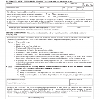 NYS DMV Form MV-664.1MP. Application for a Metered Parking Waiver for Persons With Severe Disabilities