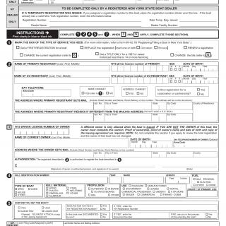 NYS DMV Form MV-82B. Boat Registration/Title Application