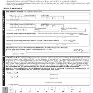 NYS DMV Form MV-82D. Application for Duplicate Registration
