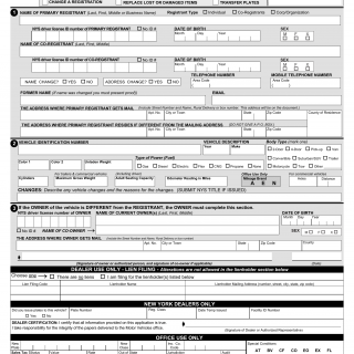 NYS DMV Form MV-82DEAL. Vehicle Registration / Title Application for Dealer Sales