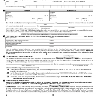 NYS DMV Form MV-950. Affirmation of Repossession and Bill of Sale