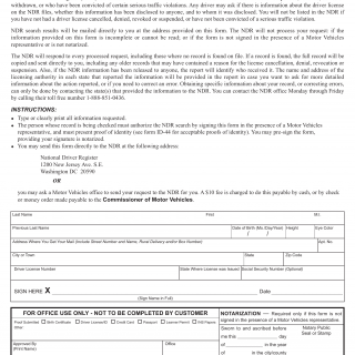 NYS DMV Form NDR-1. Individual's Request For National Driver Register File Search