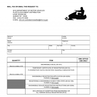 NYS DMV Form PD-2. Request for Dealer Snowmobile Registration Numbers and Forms