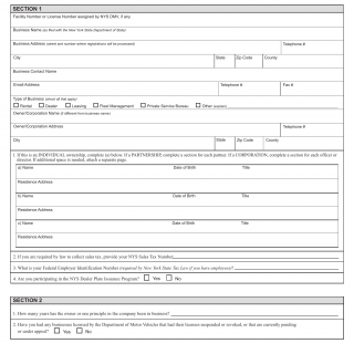 NYS DMV Form PSP-1D. NYS Dealer Application for Registration Processing by Private Partners