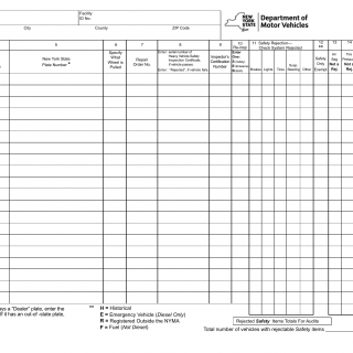 NYS DMV Form VS-1074SD. Vehicle Inspection Record - Safety and Diesel Emissions