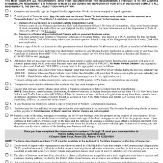 NYS DMV Form VS-142. Facility Requirements - Dealers and Transporters