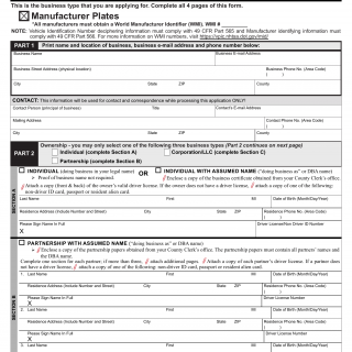 NYS DMV Form VS-1M. Vehicle Safety Original Facility Application вЂ“ Manufacturer Plates