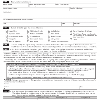 NYS DMV Form VS-20. Facility Out of Business Attestation