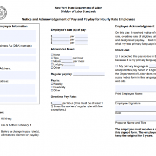 Form LS 54. Notice And Acknowledgement Of Pay And Payday For Hourly ...