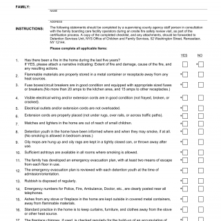 OCFS-0293. Fire Safety Checklist Non-Secure Detention Family Boarding Home