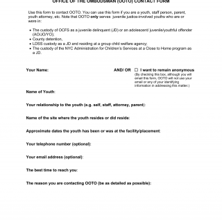 OCFS-0300. Ombudsman Contact Form