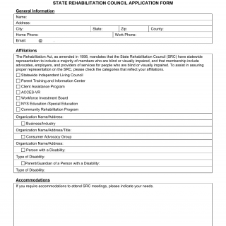 OCFS-2150. State Rehabilitation Council Application Form