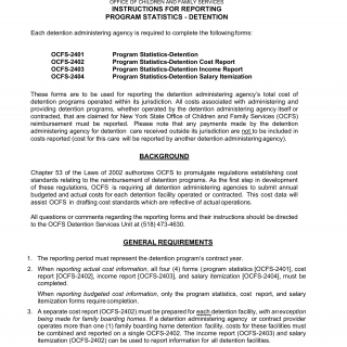 OCFS-2400. Detention Cost Report Instructions