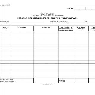 OCFS-3129. Program Expenditure Report - M&O and Facility Repairs