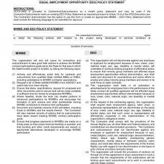 OCFS-3460. M-WBE Equal Employment Opportunity Policy Statement