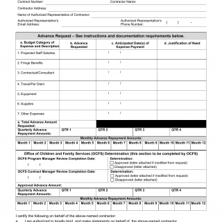 OCFS-3900. Federal Fund Advance Request Form