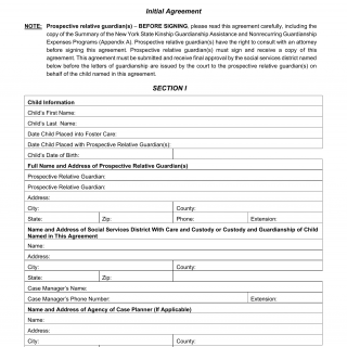 OCFS-4431. Kinship Guardianship Assistance and Nonrecurring Guardianship Expenses Agreement