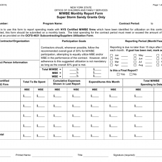 OCFS-4441a. MWBE Monthly Report Form - Superstorm Sandy Grants Only