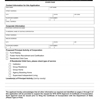 OCFS-4722. Voluntary Agency Licensing - Application for OCFS Approval of Certificate of Incorporation