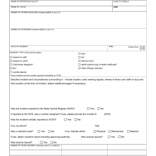 OCFS-4830. Detention Services Unusual Incident Report