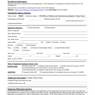OCFS-4930ASFA. Request for NYS Fingerprinting Services - Information Form