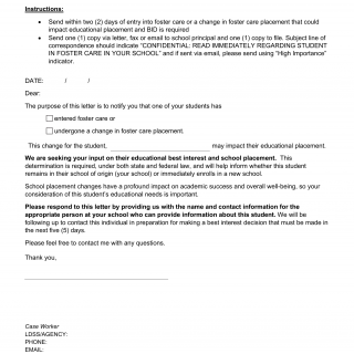 OCFS-5017. Child in Foster Care Sample Notification Letter