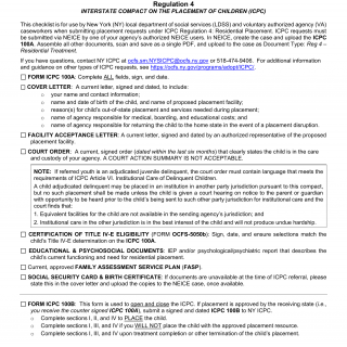 OCFS-5050g. Residential Placements Checklist for Caseworkers