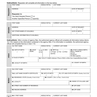 OCFS-5400. Adult Adoptee Birth Certificate Request for Information