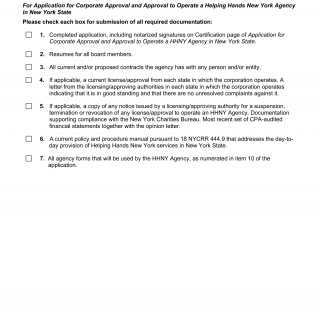 OCFS-5483. Document Checklist for Helping Hands New York (HHNY) Applications