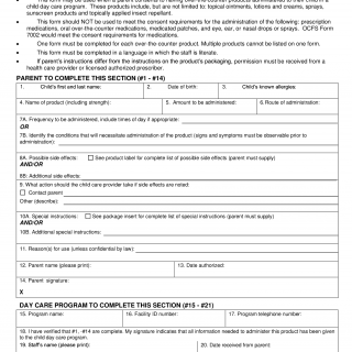 OCFS-6010. Non-Medication Consent Form (Child Day Care Programs)