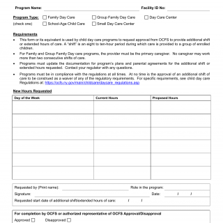OCFS-6034. Request To Provide Additional Shift Of Care