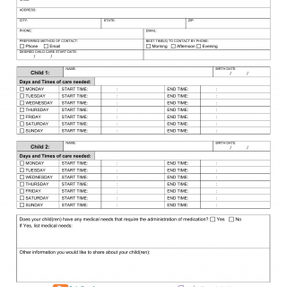 OCFS-6038. Child Care Request Form