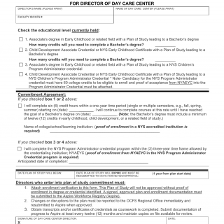 OCFS-7044. Plan of Study Commitment for Director of Day Care Center